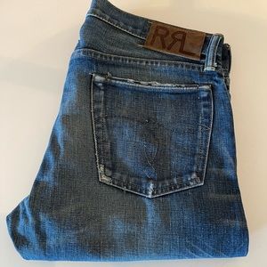 RRL slim fit selvage denim jeans.